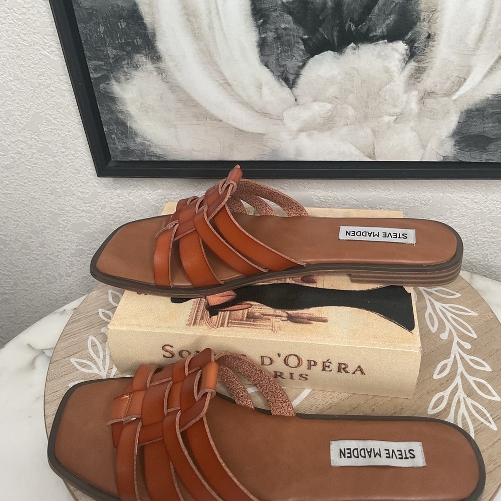 Steve Madden Fisherman style Sandals Lena, beautiful warm cognac color,comfy☀️ - Picture 5 of 7